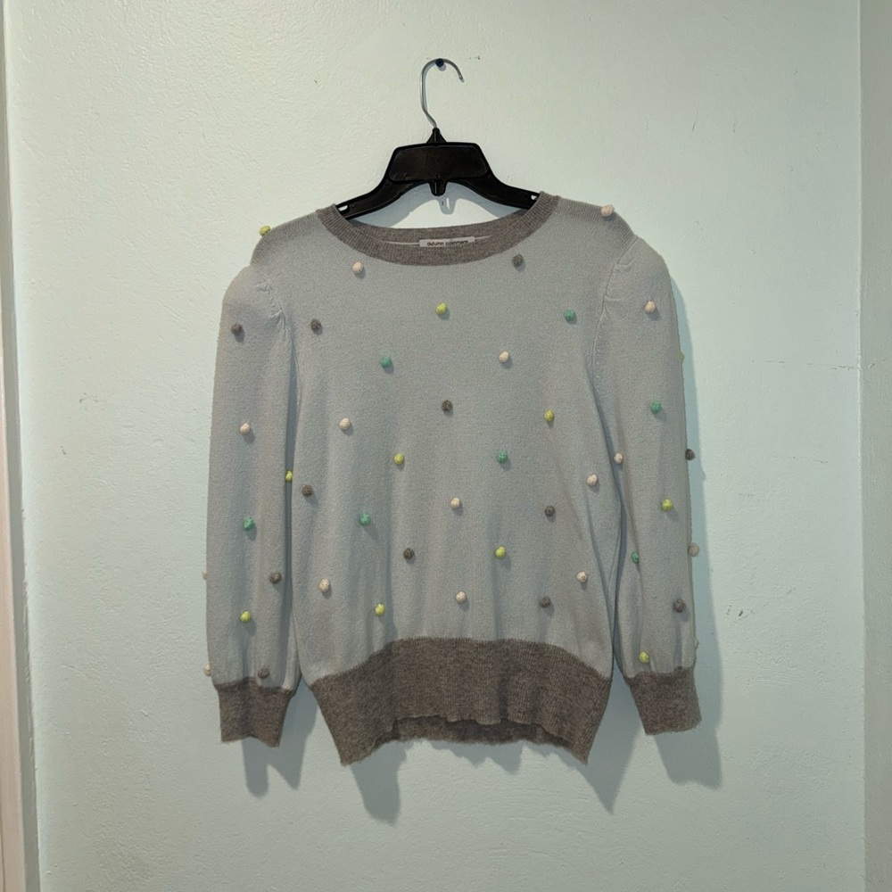 Autumn Cashmere Gray Sweater with Colorful Accents